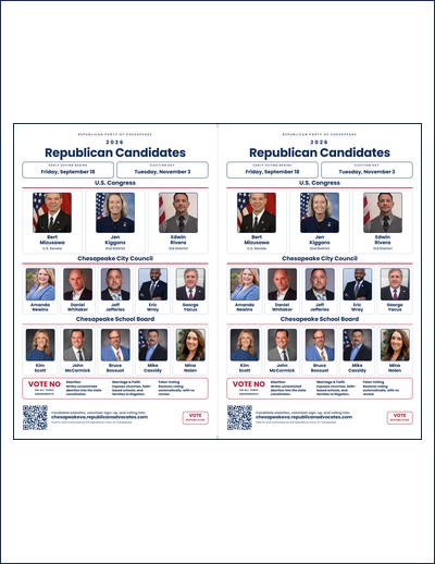 Preview of the two-up half-sheet 2026 Republican Candidates handout