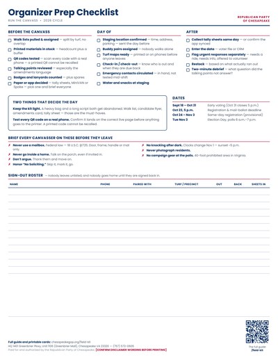 Organizer Prep Sheet preview